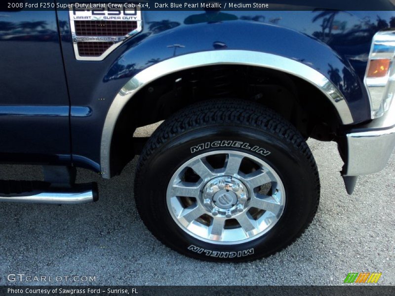 Dark Blue Pearl Metallic / Medium Stone 2008 Ford F250 Super Duty Lariat Crew Cab 4x4