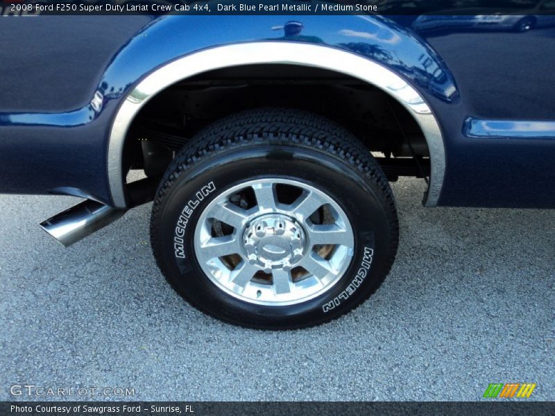 Dark Blue Pearl Metallic / Medium Stone 2008 Ford F250 Super Duty Lariat Crew Cab 4x4