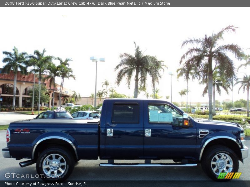 Dark Blue Pearl Metallic / Medium Stone 2008 Ford F250 Super Duty Lariat Crew Cab 4x4