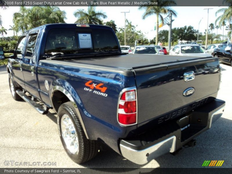 Dark Blue Pearl Metallic / Medium Stone 2008 Ford F250 Super Duty Lariat Crew Cab 4x4