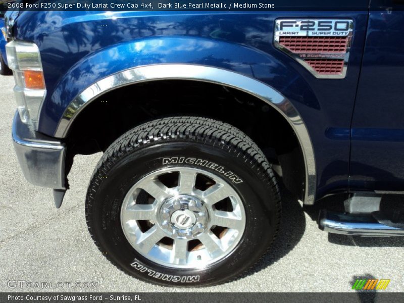 Dark Blue Pearl Metallic / Medium Stone 2008 Ford F250 Super Duty Lariat Crew Cab 4x4