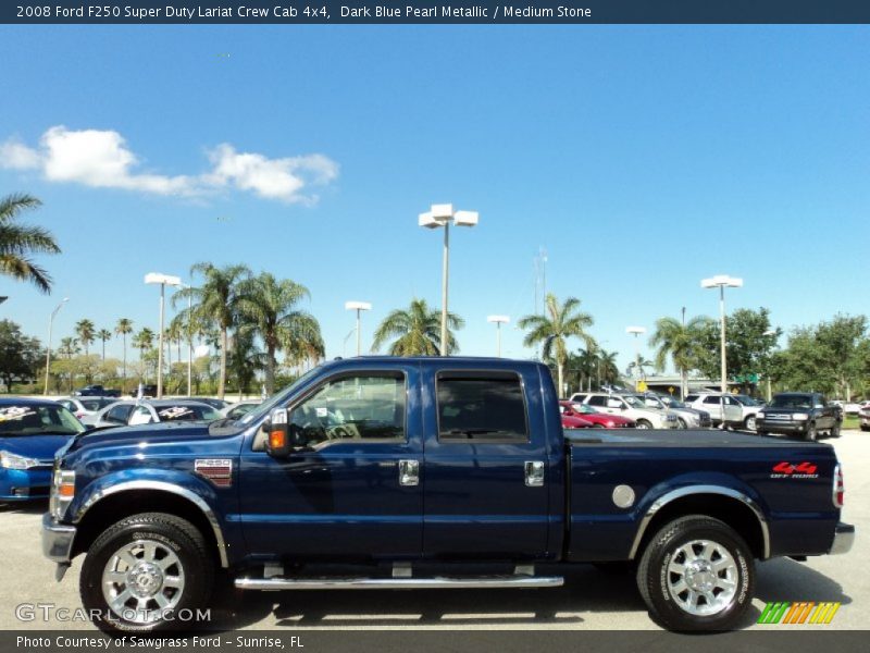 Dark Blue Pearl Metallic / Medium Stone 2008 Ford F250 Super Duty Lariat Crew Cab 4x4