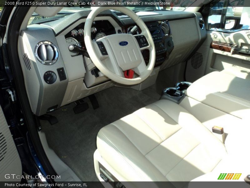 Dark Blue Pearl Metallic / Medium Stone 2008 Ford F250 Super Duty Lariat Crew Cab 4x4