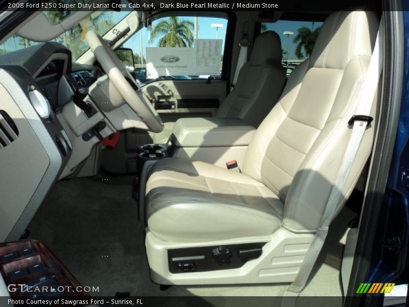 Dark Blue Pearl Metallic / Medium Stone 2008 Ford F250 Super Duty Lariat Crew Cab 4x4