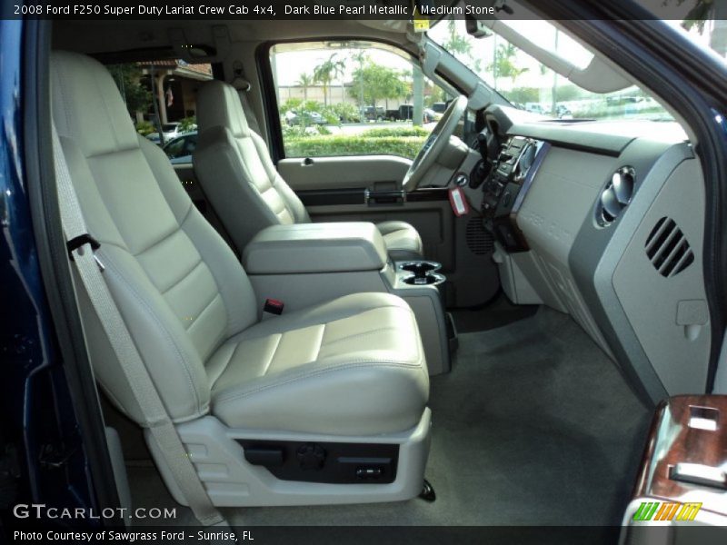 Dark Blue Pearl Metallic / Medium Stone 2008 Ford F250 Super Duty Lariat Crew Cab 4x4