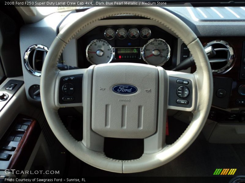 Dark Blue Pearl Metallic / Medium Stone 2008 Ford F250 Super Duty Lariat Crew Cab 4x4