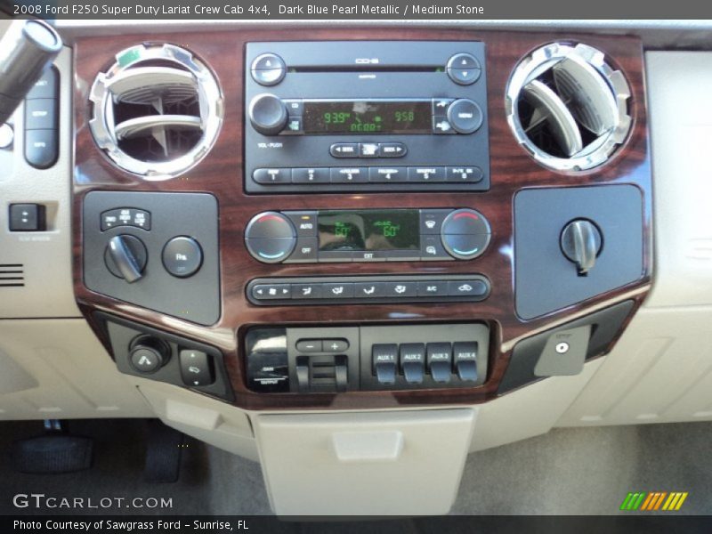 Dark Blue Pearl Metallic / Medium Stone 2008 Ford F250 Super Duty Lariat Crew Cab 4x4