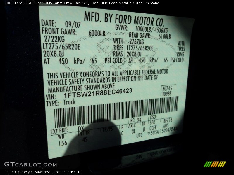 Dark Blue Pearl Metallic / Medium Stone 2008 Ford F250 Super Duty Lariat Crew Cab 4x4