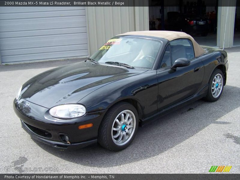 Brilliant Black Metallic / Beige 2000 Mazda MX-5 Miata LS Roadster