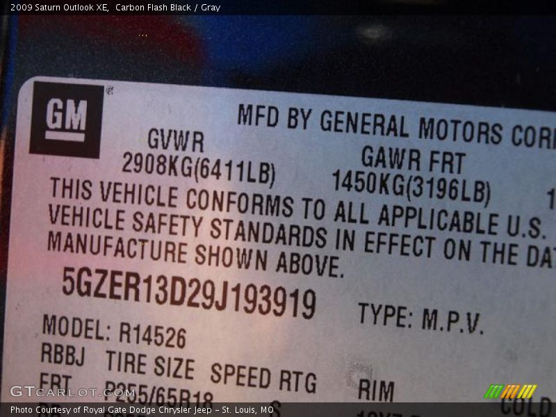 Carbon Flash Black / Gray 2009 Saturn Outlook XE