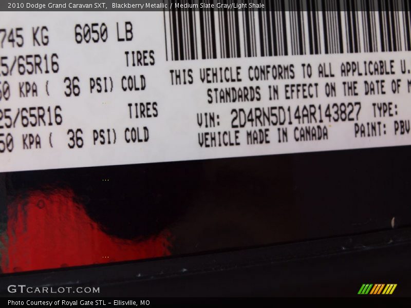 Blackberry Metallic / Medium Slate Gray/Light Shale 2010 Dodge Grand Caravan SXT