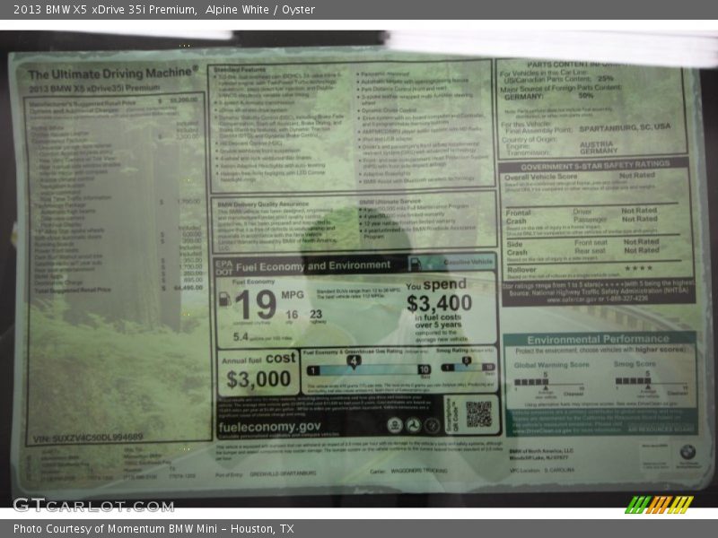 Alpine White / Oyster 2013 BMW X5 xDrive 35i Premium