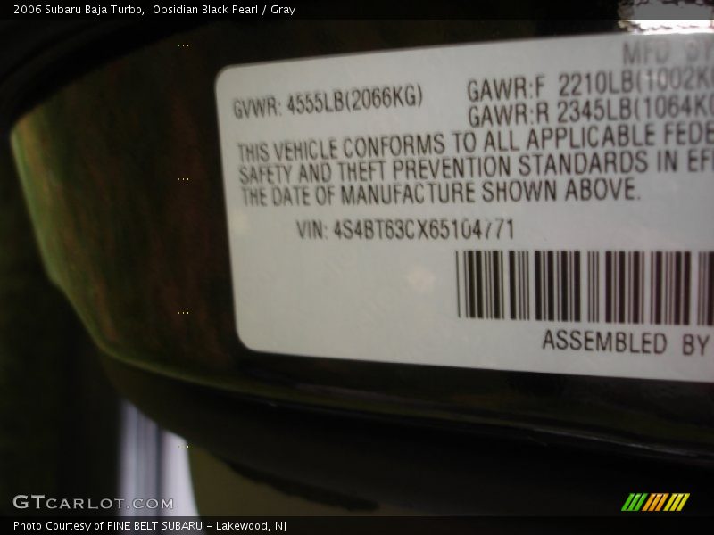 Obsidian Black Pearl / Gray 2006 Subaru Baja Turbo