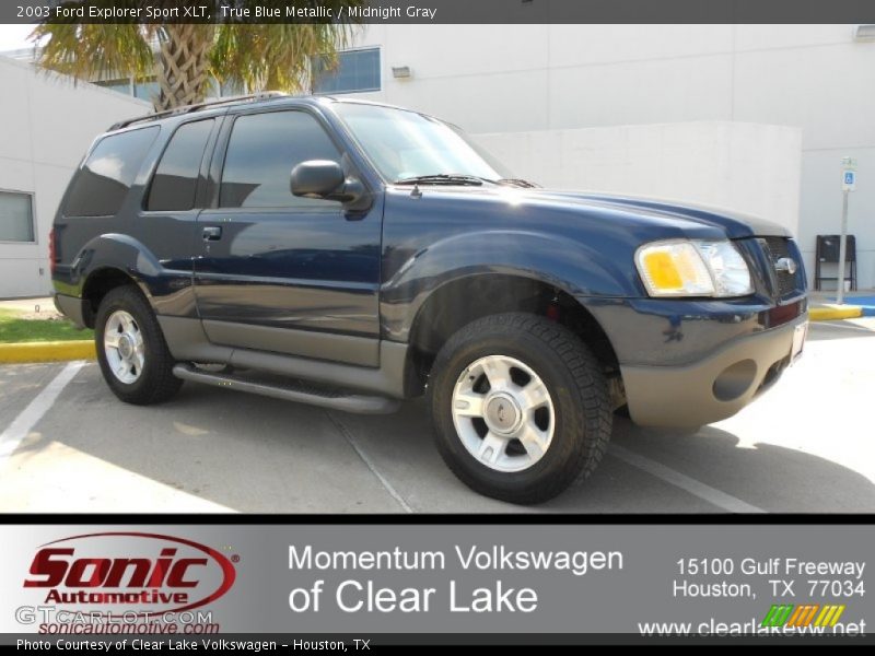 True Blue Metallic / Midnight Gray 2003 Ford Explorer Sport XLT