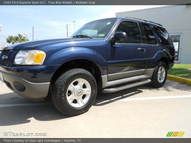 True Blue Metallic / Midnight Gray 2003 Ford Explorer Sport XLT