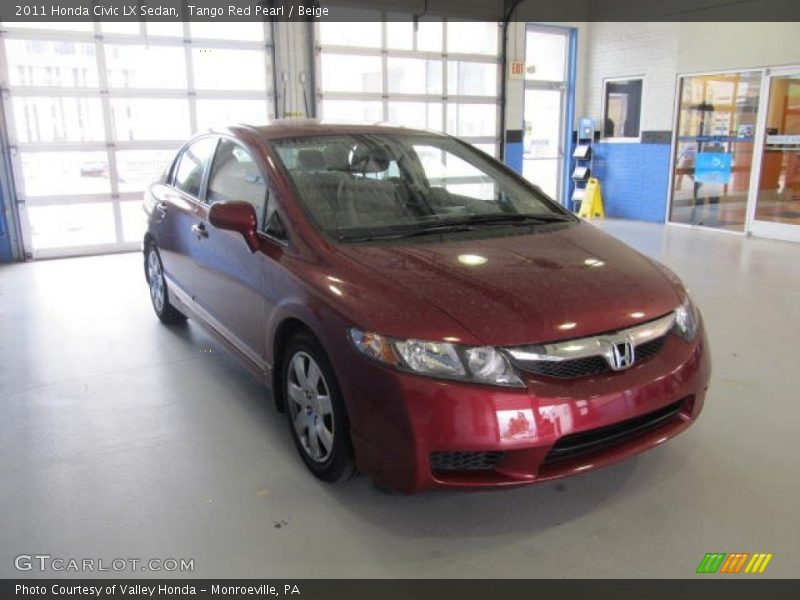 Tango Red Pearl / Beige 2011 Honda Civic LX Sedan