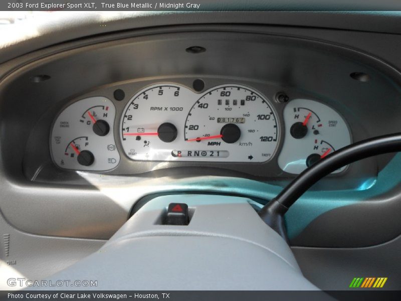 True Blue Metallic / Midnight Gray 2003 Ford Explorer Sport XLT
