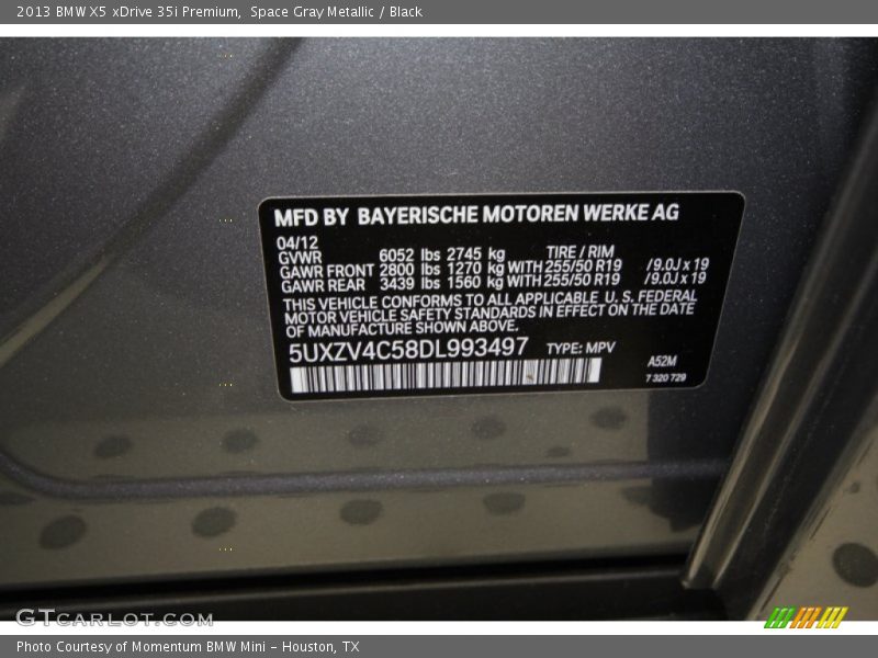 Space Gray Metallic / Black 2013 BMW X5 xDrive 35i Premium
