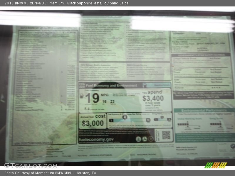 Black Sapphire Metallic / Sand Beige 2013 BMW X5 xDrive 35i Premium