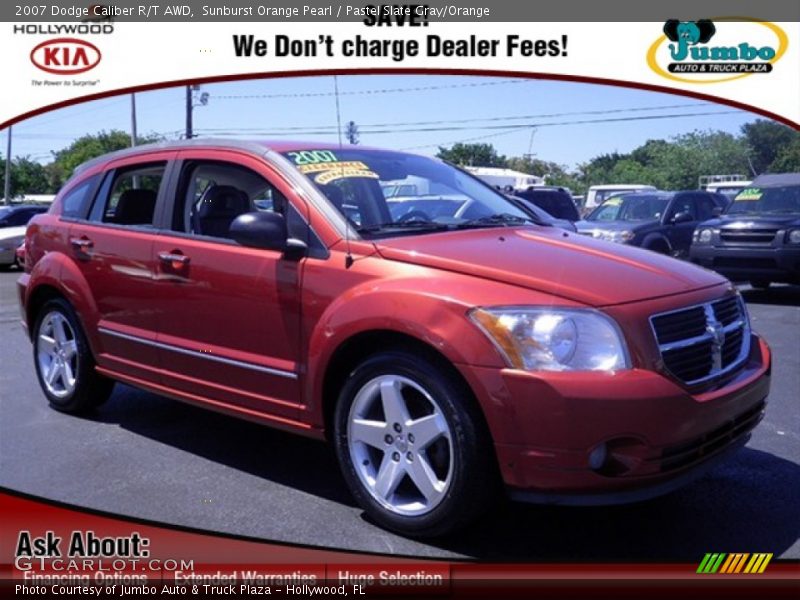Sunburst Orange Pearl / Pastel Slate Gray/Orange 2007 Dodge Caliber R/T AWD