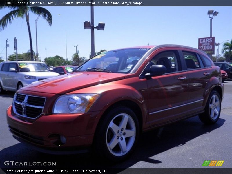 Sunburst Orange Pearl / Pastel Slate Gray/Orange 2007 Dodge Caliber R/T AWD