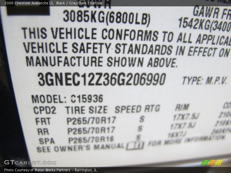 Black / Gray/Dark Charcoal 2006 Chevrolet Avalanche LS