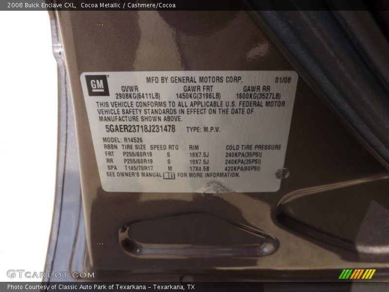 Cocoa Metallic / Cashmere/Cocoa 2008 Buick Enclave CXL