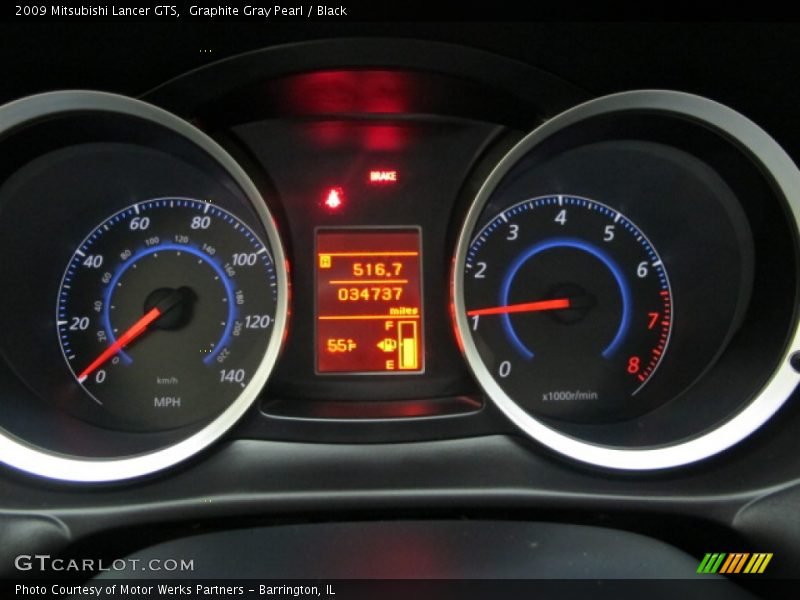 Graphite Gray Pearl / Black 2009 Mitsubishi Lancer GTS