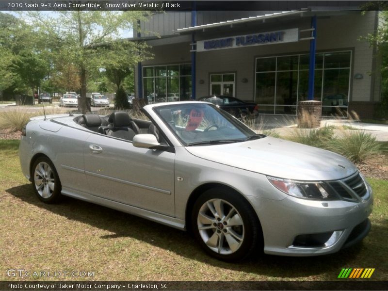 Snow Silver Metallic / Black 2010 Saab 9-3 Aero Convertible