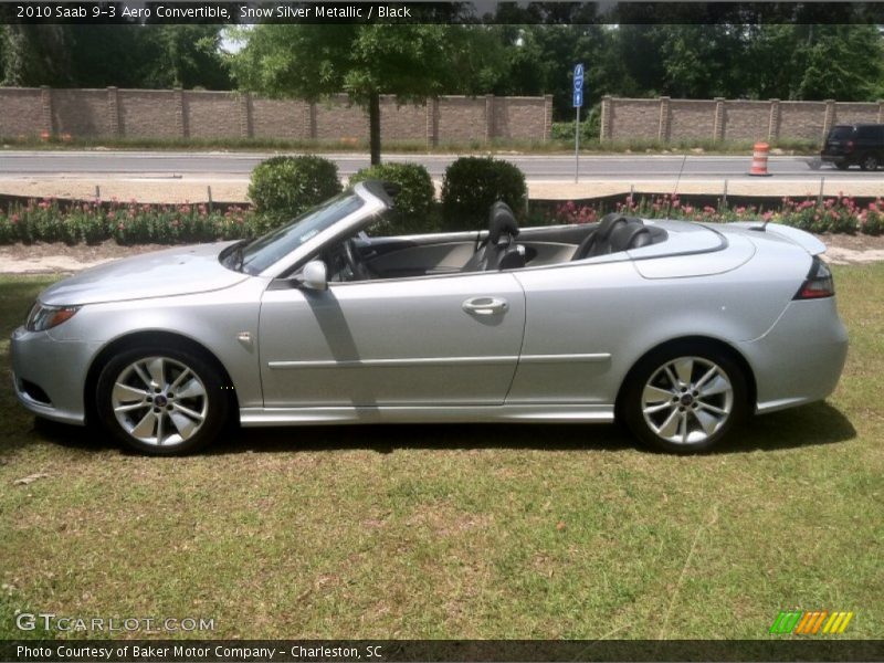 Snow Silver Metallic / Black 2010 Saab 9-3 Aero Convertible