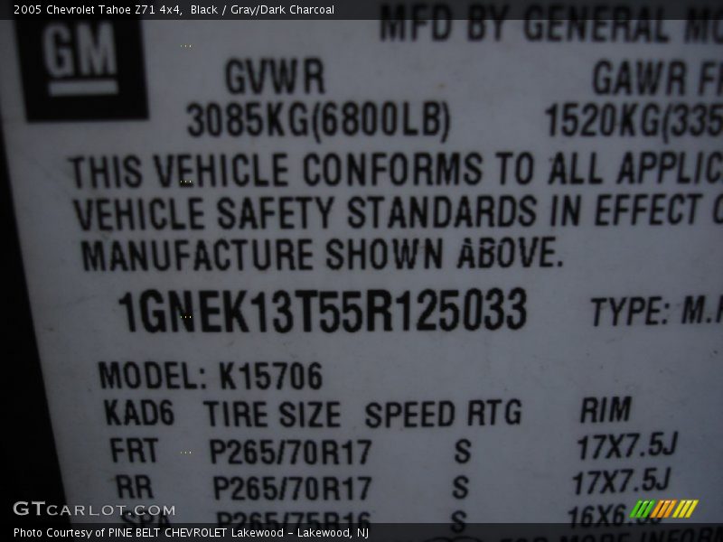 Black / Gray/Dark Charcoal 2005 Chevrolet Tahoe Z71 4x4