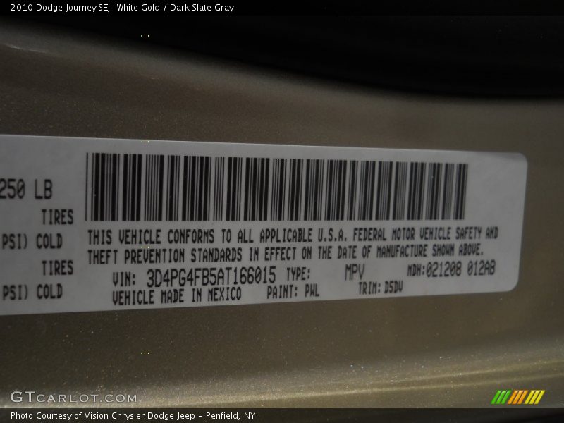 White Gold / Dark Slate Gray 2010 Dodge Journey SE