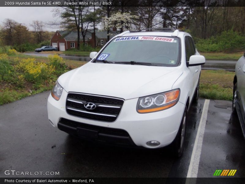 Powder White Pearl / Black 2009 Hyundai Santa Fe SE 4WD