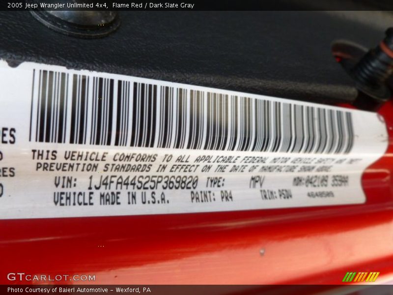 Flame Red / Dark Slate Gray 2005 Jeep Wrangler Unlimited 4x4