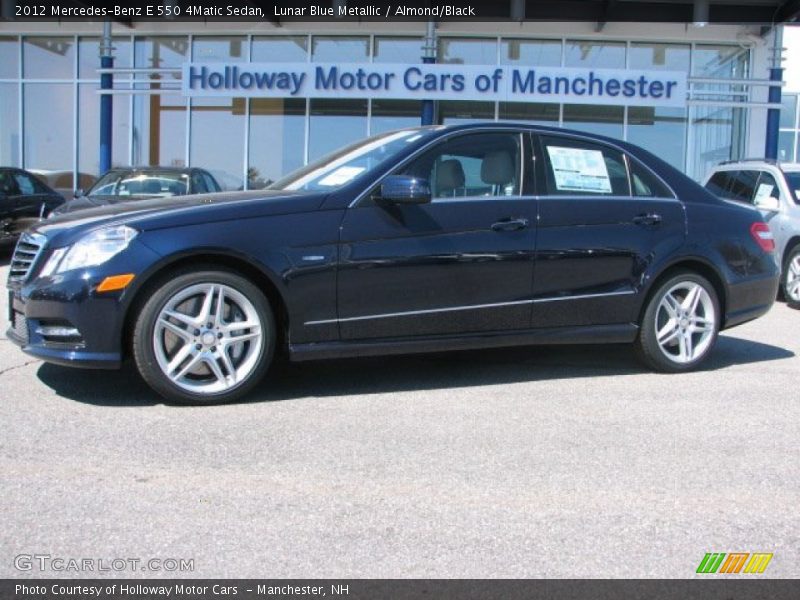 Lunar Blue Metallic / Almond/Black 2012 Mercedes-Benz E 550 4Matic Sedan