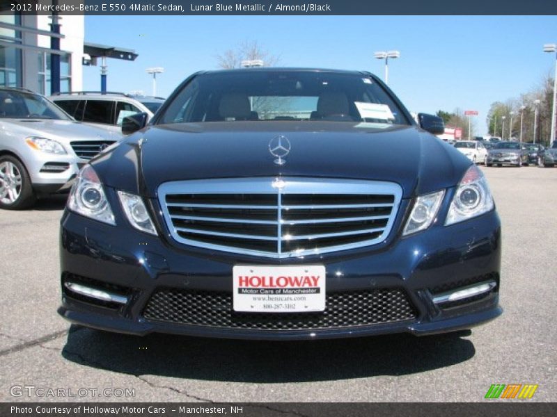 Lunar Blue Metallic / Almond/Black 2012 Mercedes-Benz E 550 4Matic Sedan