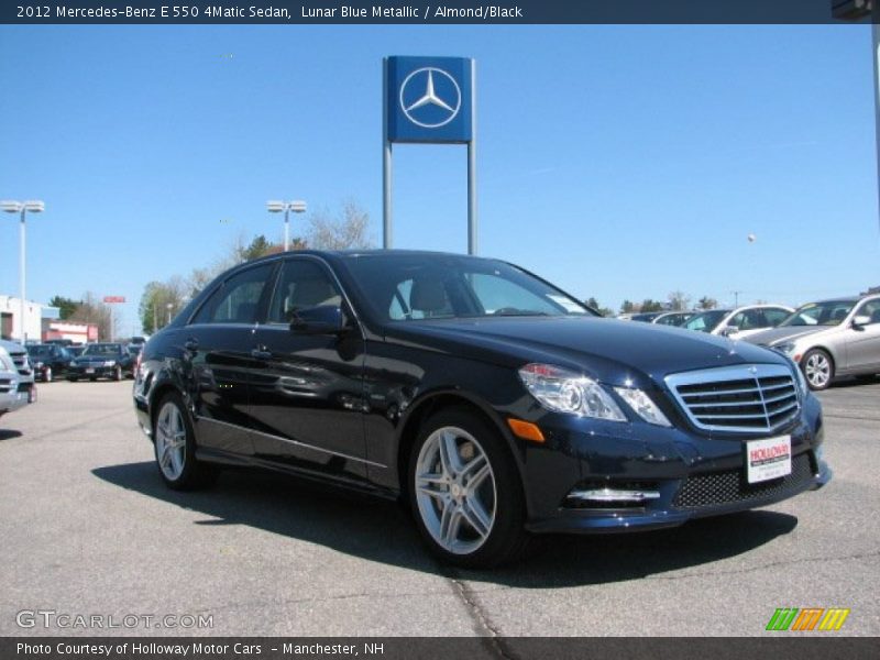 Lunar Blue Metallic / Almond/Black 2012 Mercedes-Benz E 550 4Matic Sedan