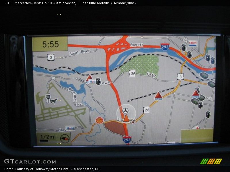 Lunar Blue Metallic / Almond/Black 2012 Mercedes-Benz E 550 4Matic Sedan