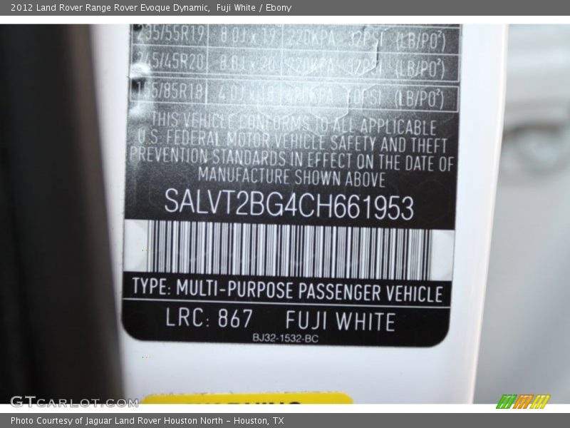 867 - 2012 Land Rover Range Rover Evoque Dynamic