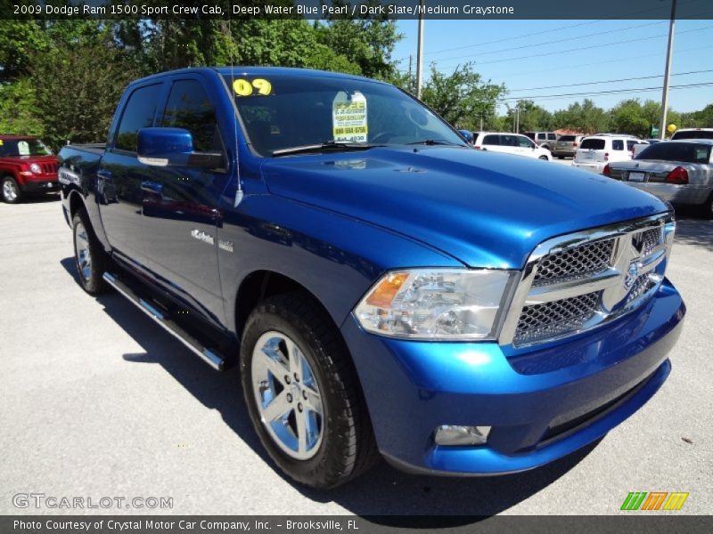 Deep Water Blue Pearl / Dark Slate/Medium Graystone 2009 Dodge Ram 1500 Sport Crew Cab