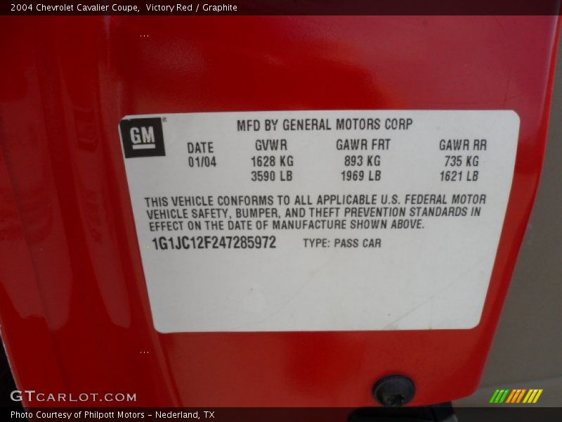Victory Red / Graphite 2004 Chevrolet Cavalier Coupe