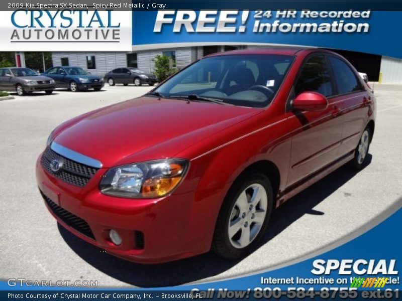 Spicy Red Metallic / Gray 2009 Kia Spectra SX Sedan