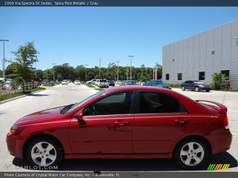 Spicy Red Metallic / Gray 2009 Kia Spectra SX Sedan