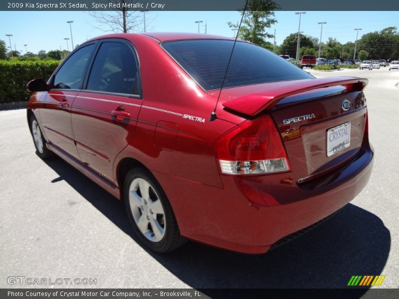 Spicy Red Metallic / Gray 2009 Kia Spectra SX Sedan