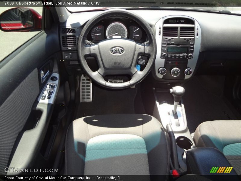 Spicy Red Metallic / Gray 2009 Kia Spectra SX Sedan