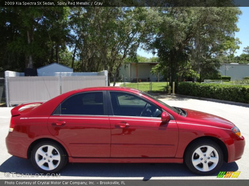 Spicy Red Metallic / Gray 2009 Kia Spectra SX Sedan