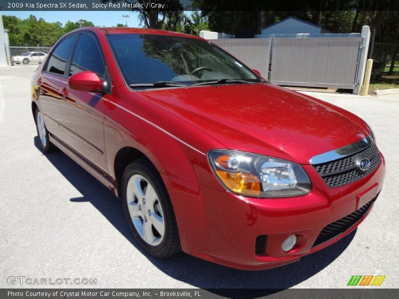 Spicy Red Metallic / Gray 2009 Kia Spectra SX Sedan
