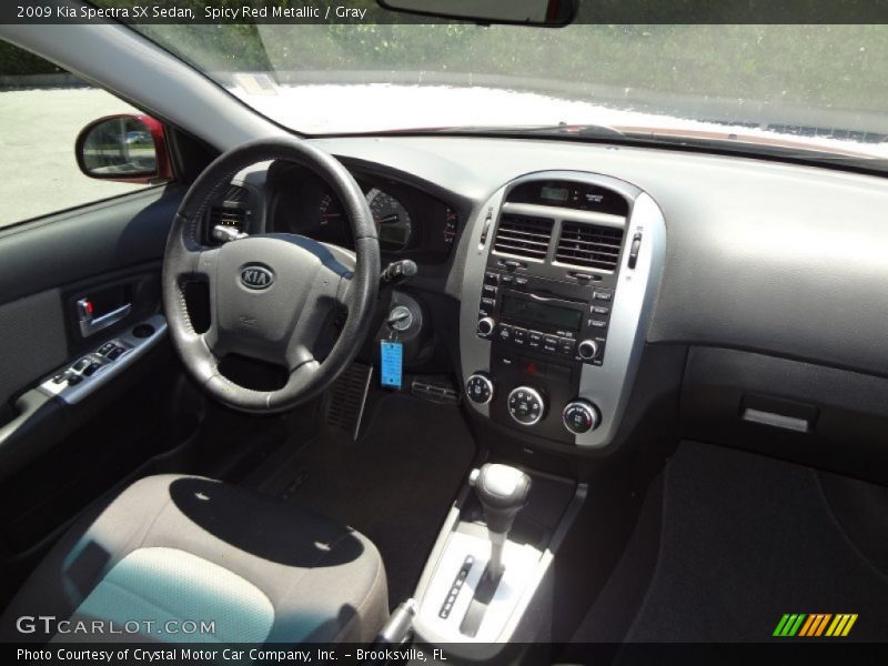 Spicy Red Metallic / Gray 2009 Kia Spectra SX Sedan