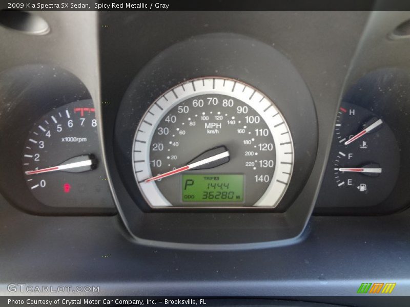 Spicy Red Metallic / Gray 2009 Kia Spectra SX Sedan