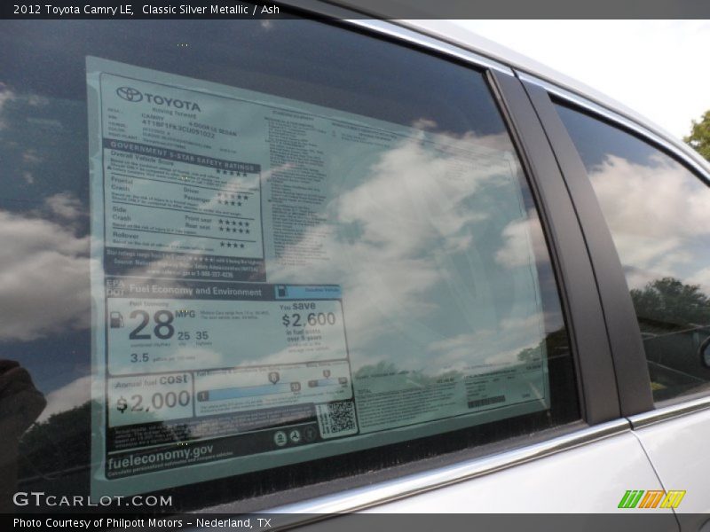 Classic Silver Metallic / Ash 2012 Toyota Camry LE